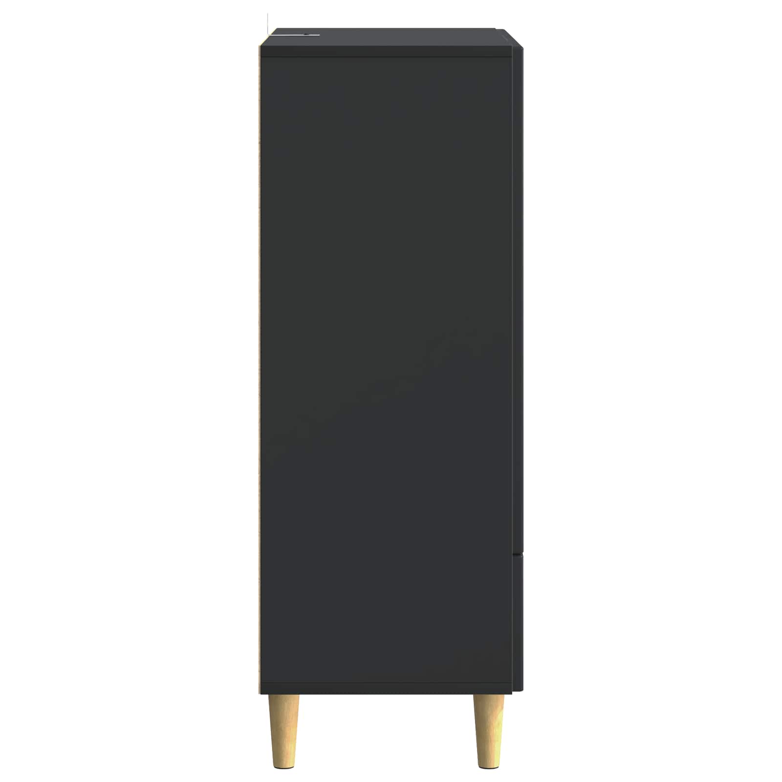 Servírovací Skříň Černá 66 X 34,5 X 95 Cm Kompozitní Dřevo
