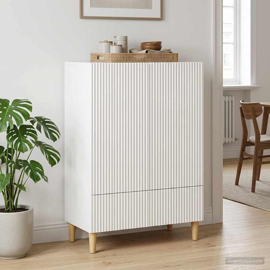 Servírovací Skříň Bílá S Vysokým Leskem 66 X 34,5 X 95 Cm
