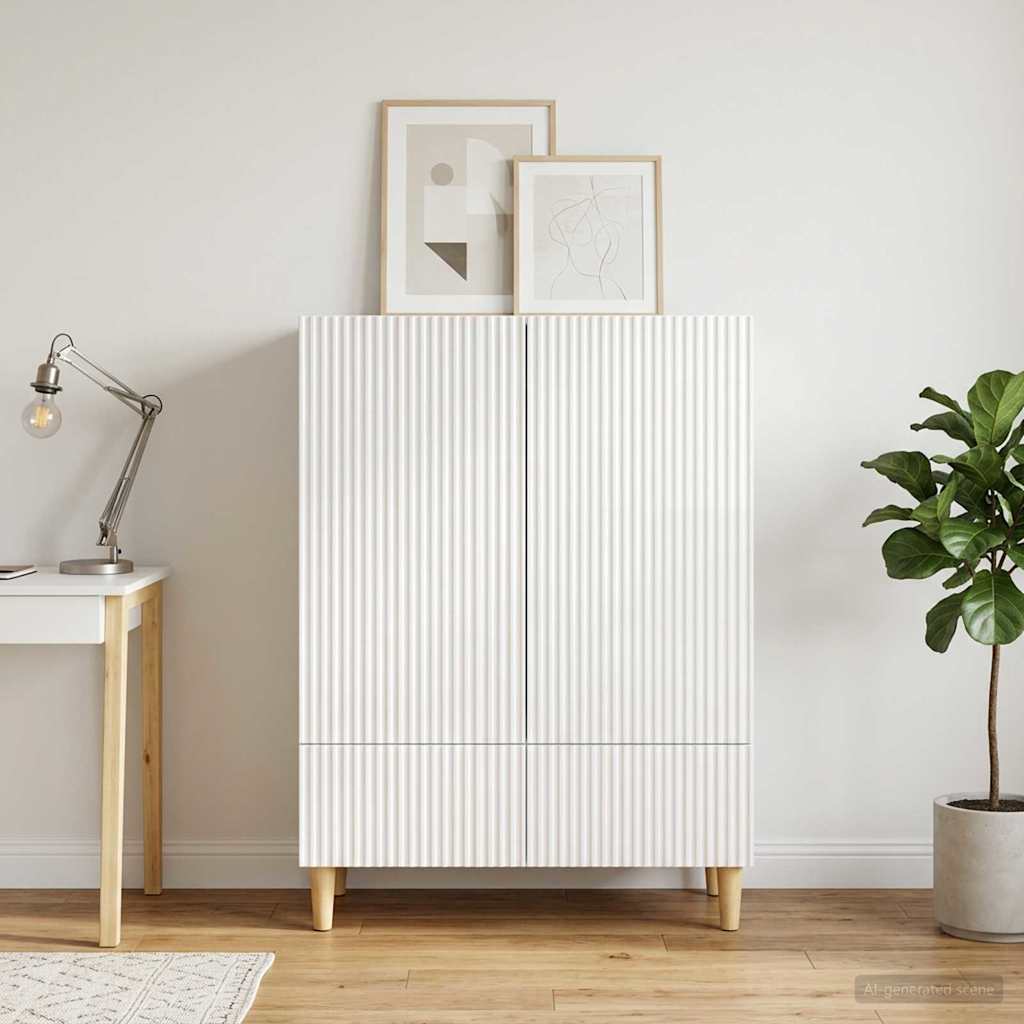 Servírovací Skříň Bílá S Vysokým Leskem 66 X 34,5 X 95 Cm