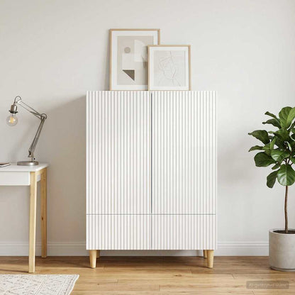 Servírovací Skříň Bílá S Vysokým Leskem 66 X 34,5 X 95 Cm