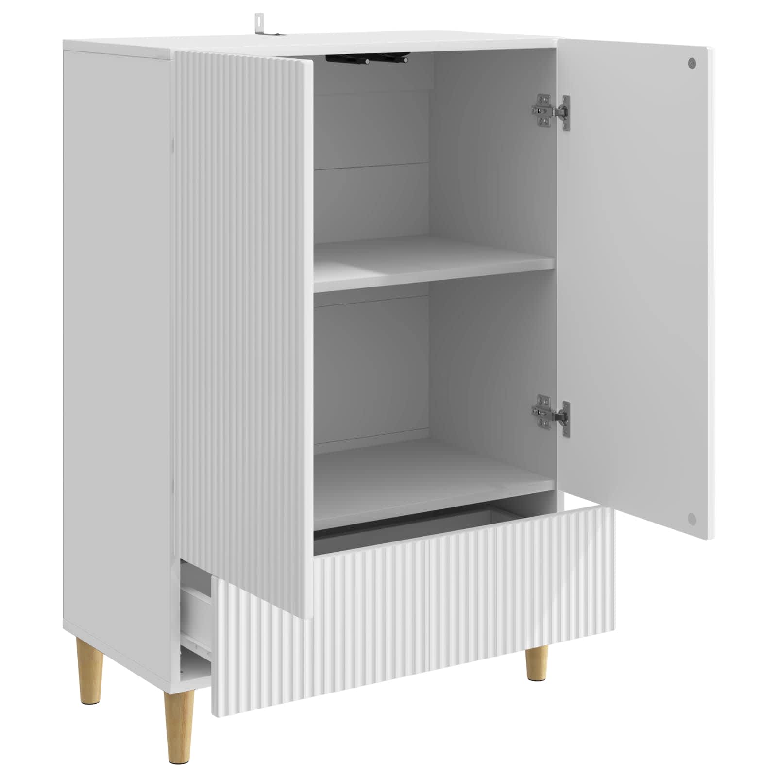 Servírovací Skříň Bílá S Vysokým Leskem 66 X 34,5 X 95 Cm