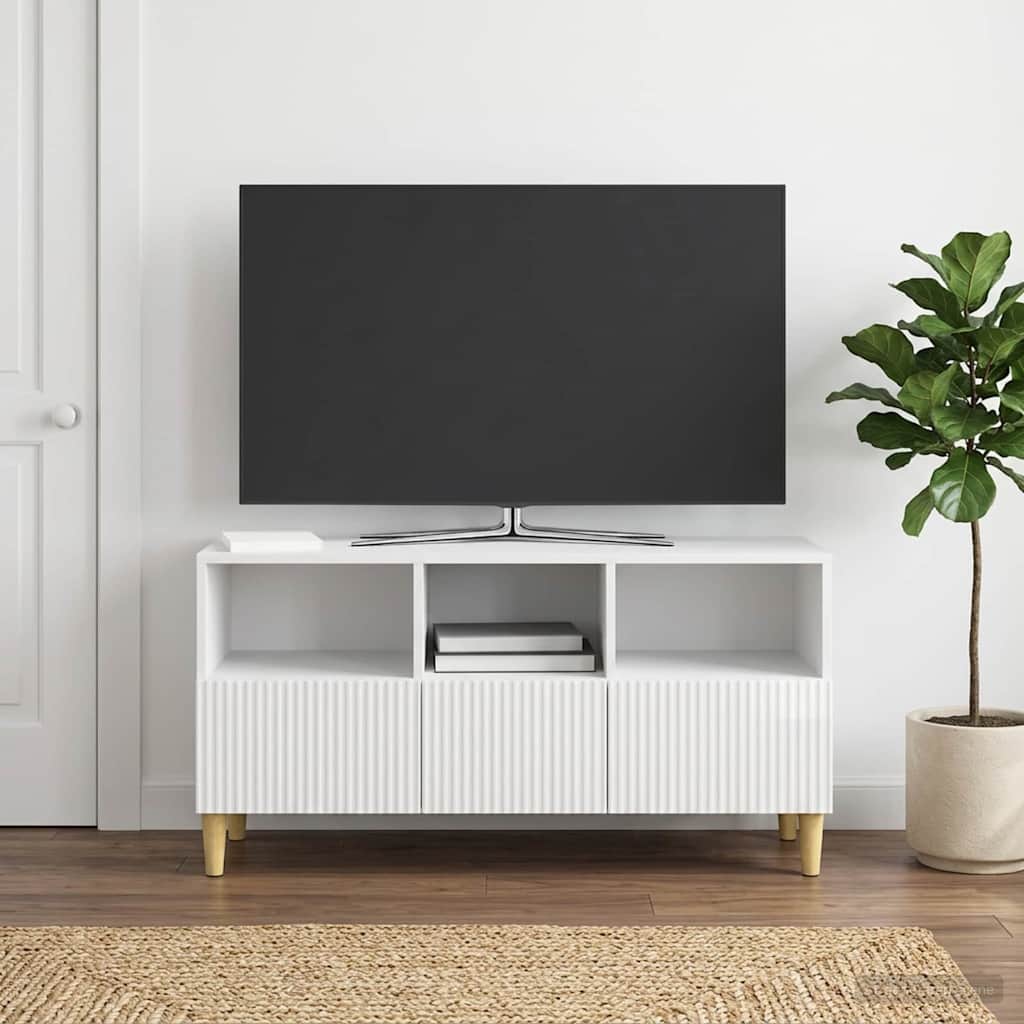 Televizní Skříň Bílá S Vysokým Leskem 102 X 34,5 X 50 Cm
