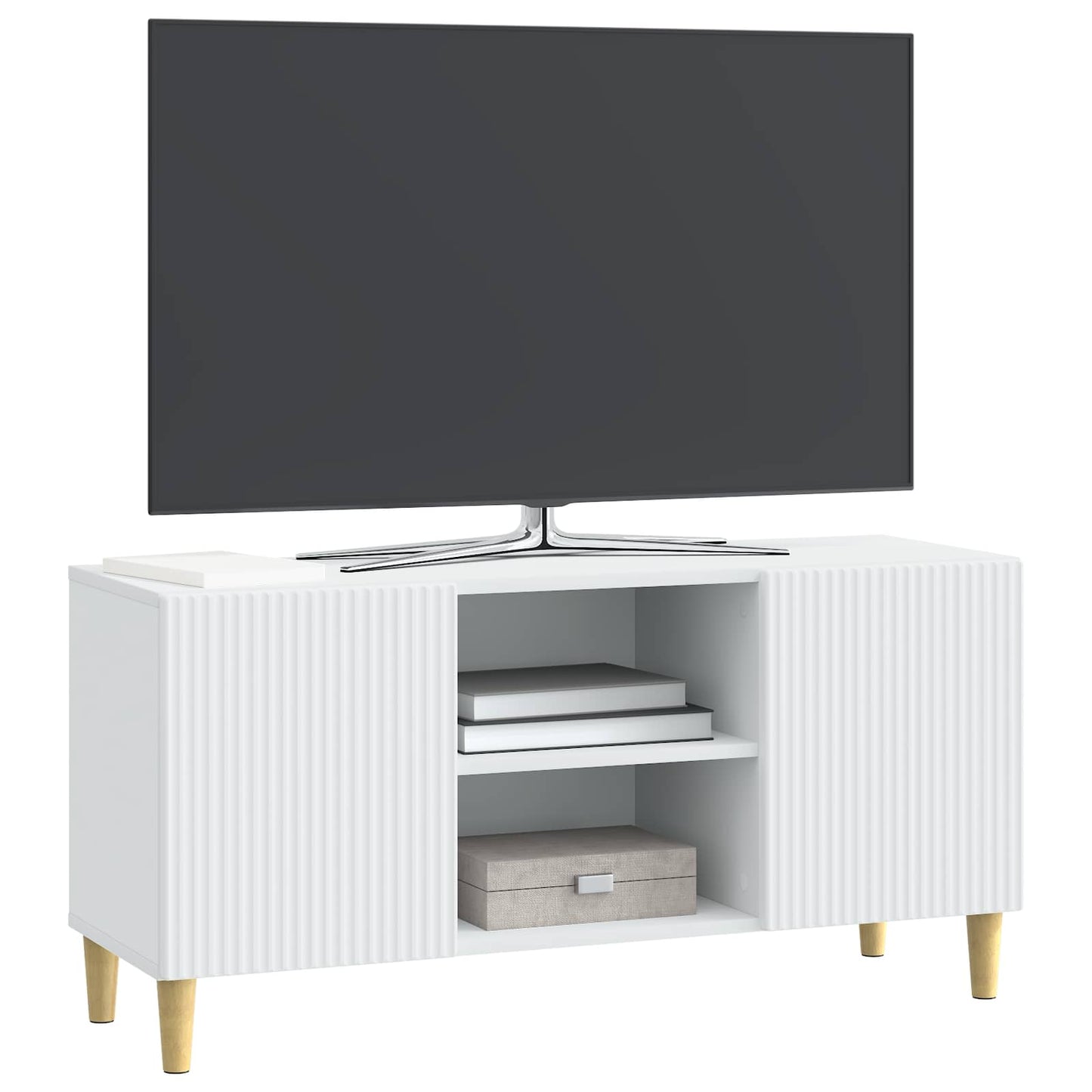 Televizní Skříň Bílá 102 X 34,5 X 50 Cm Kompozitní Dřevo