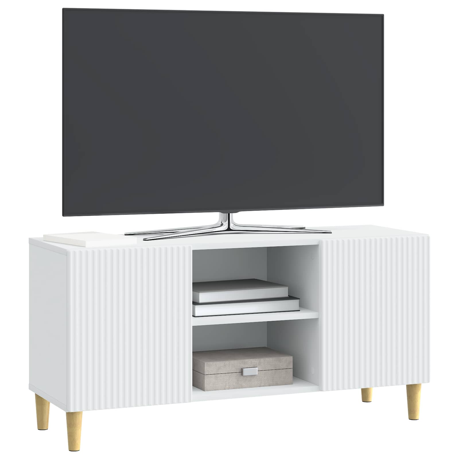 Televizní Skříň Bílá 102 X 34,5 X 50 Cm Kompozitní Dřevo