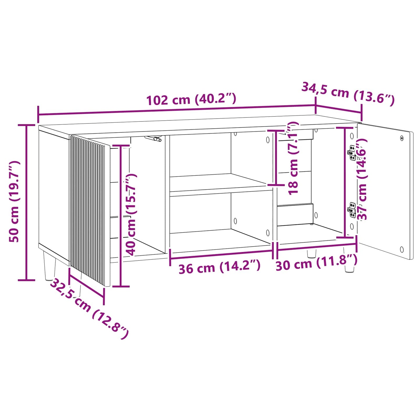 Televizní Skříň Dub Sonoma 102 X 34,5 X 50 Cm Kompozitní Dřevo