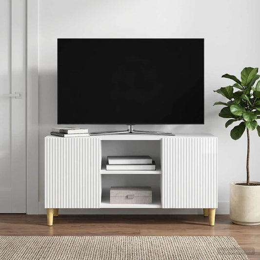 Televizní Skříň Bílá S Vysokým Leskem 102 X 34,5 X 50 Cm