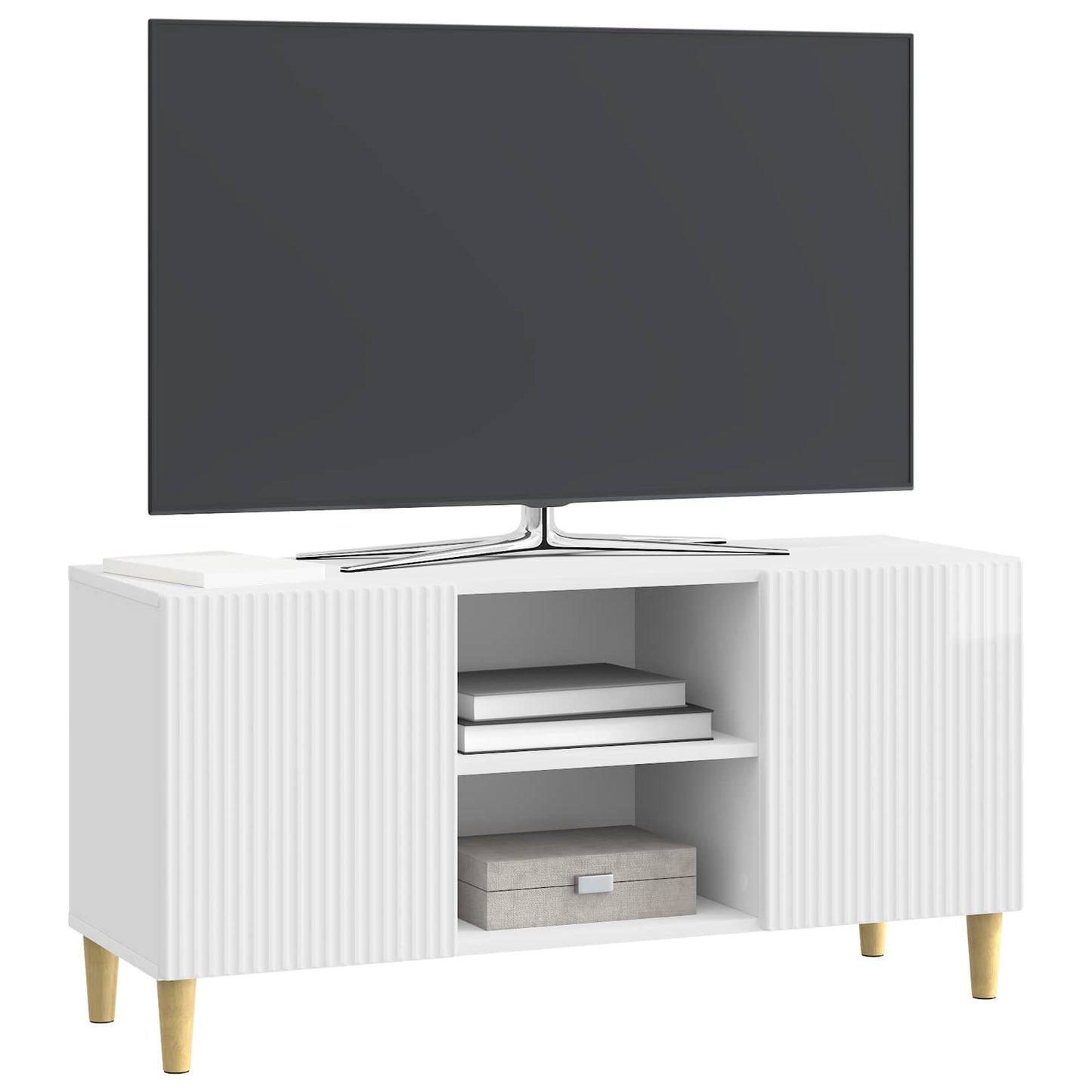 Televizní Skříň Bílá S Vysokým Leskem 102 X 34,5 X 50 Cm