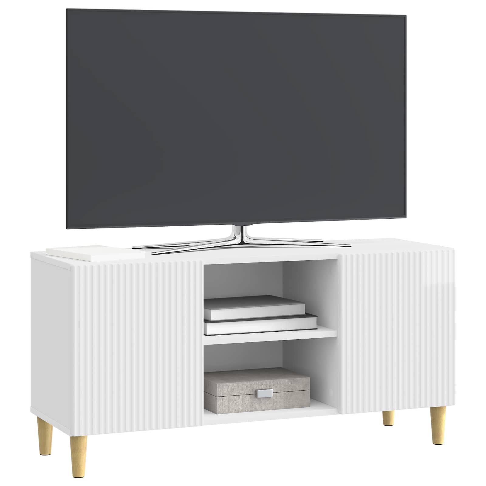 Televizní Skříň Bílá S Vysokým Leskem 102 X 34,5 X 50 Cm