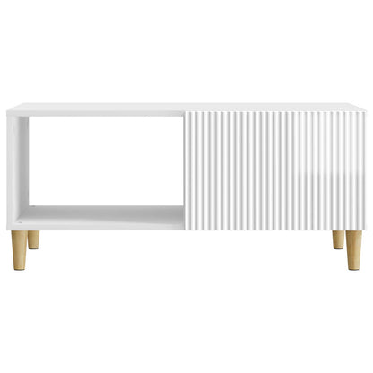 Konferenční Stolek Bílá S Vysokým Leskem 90 X 50 X 40 Cm