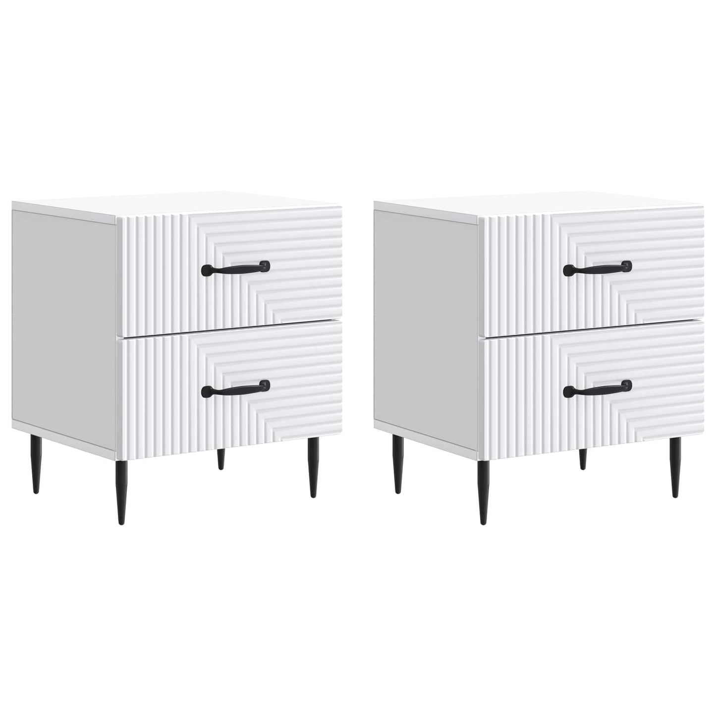 Noční Skříňka 2 Pcs Bílá 43 X 34,5 X 47,5 Cm Kompozitní Dřevo