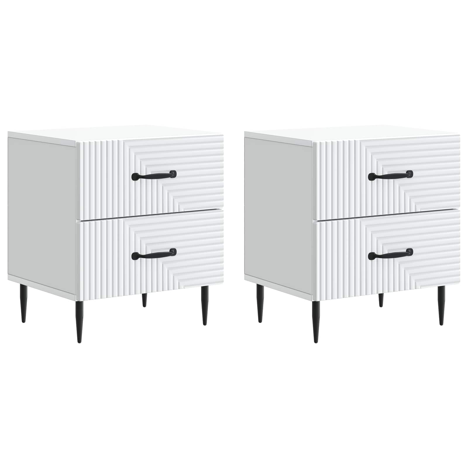 Noční Skříňka 2 Pcs Bílá 43 X 34,5 X 47,5 Cm Kompozitní Dřevo
