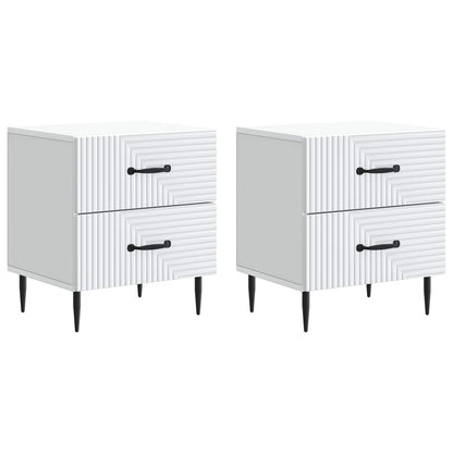 Noční Skříňka 2 Pcs Bílá 43 X 34,5 X 47,5 Cm Kompozitní Dřevo