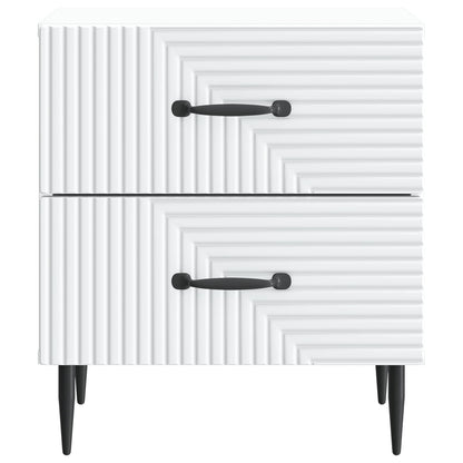 Noční Skříňka 2 Pcs Bílá 43 X 34,5 X 47,5 Cm Kompozitní Dřevo