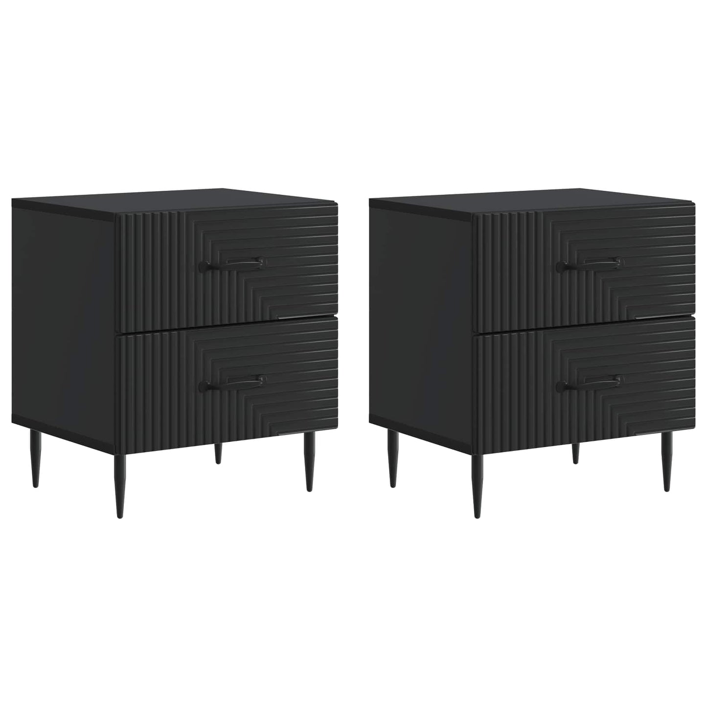 Noční Skříňka 2 Pcs Černá 43 X 34,5 X 47,5 Cm Kompozitní Dřevo