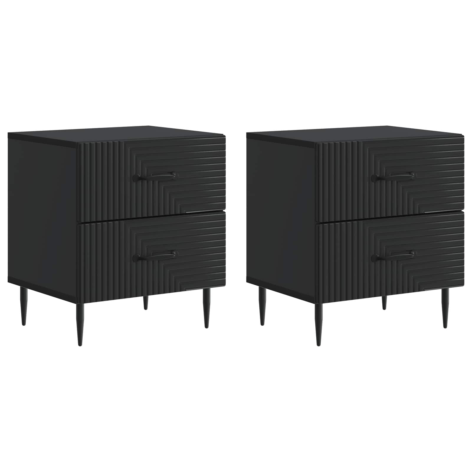 Noční Skříňka 2 Pcs Černá 43 X 34,5 X 47,5 Cm Kompozitní Dřevo