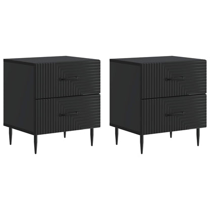 Noční Skříňka 2 Pcs Černá 43 X 34,5 X 47,5 Cm Kompozitní Dřevo