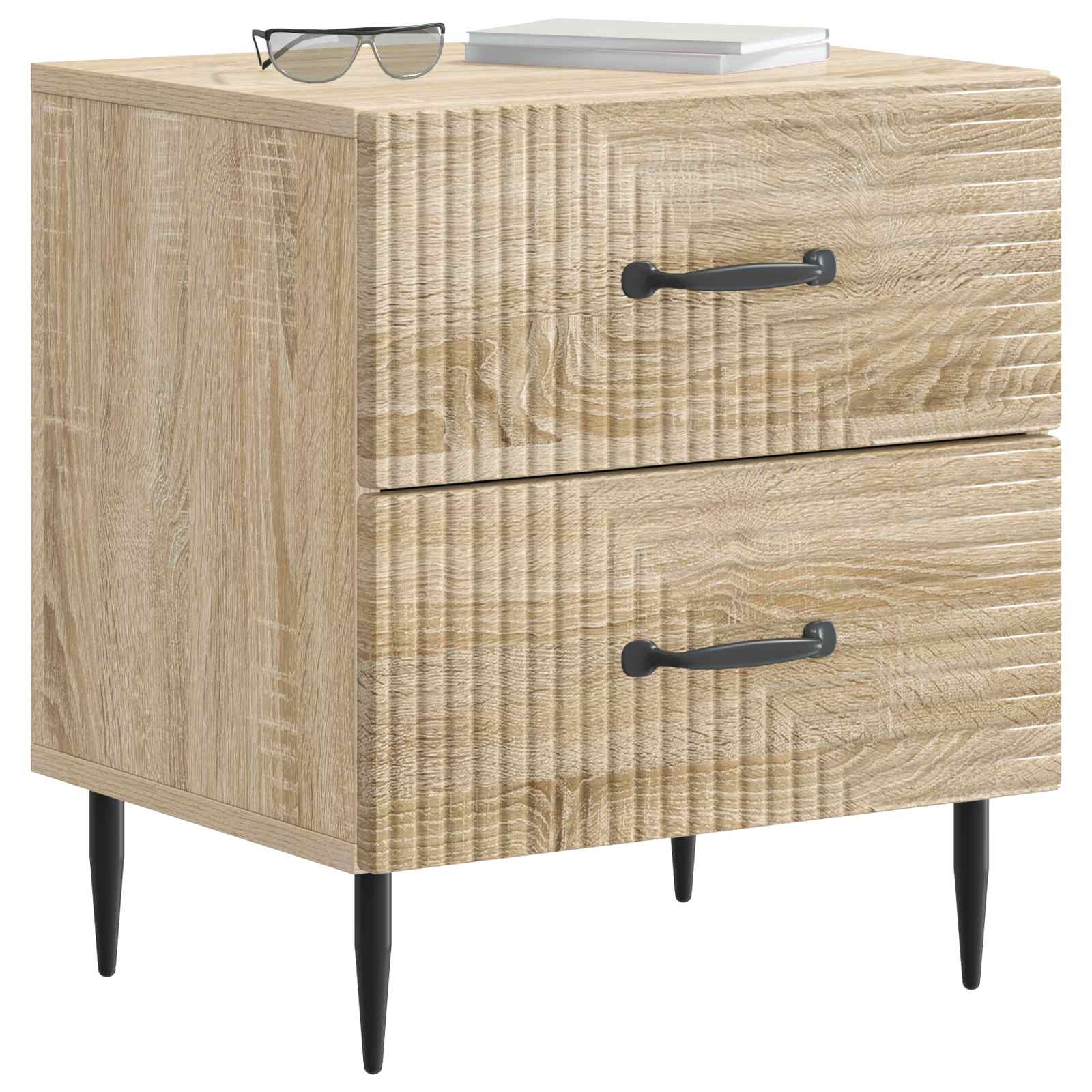 Noční Skříňka Se Zásuvkou 2 Pcs Dub Sonoma 43 X 34,5 X 47,5 Cm