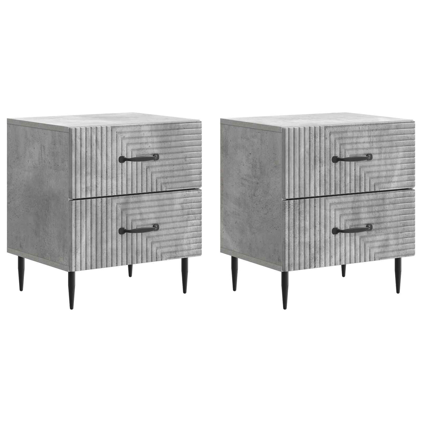 Noční Skříňka 2 Pcs Betonově Šedá 43 X 34,5 X 47,5 Cm