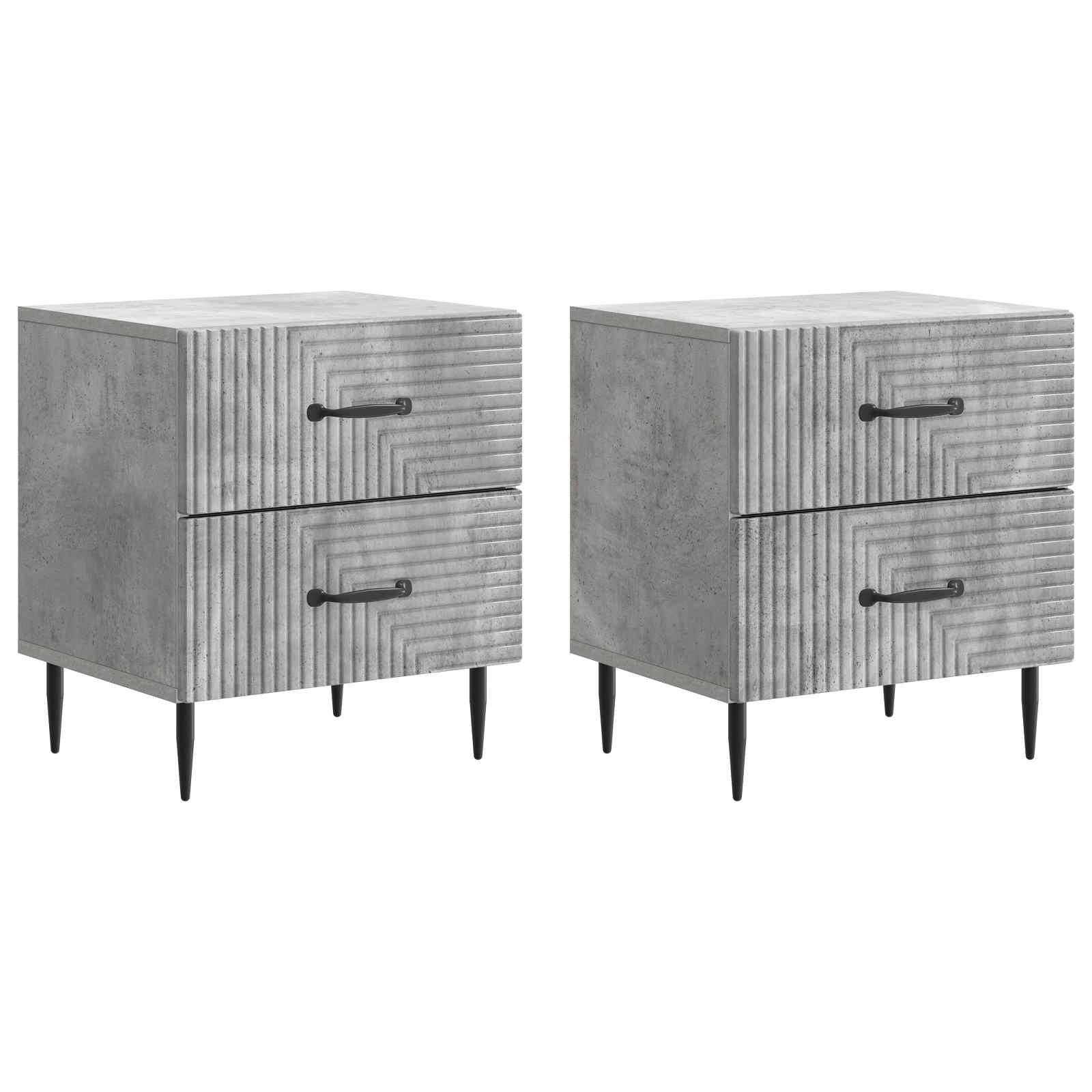 Noční Skříňka 2 Pcs Betonově Šedá 43 X 34,5 X 47,5 Cm