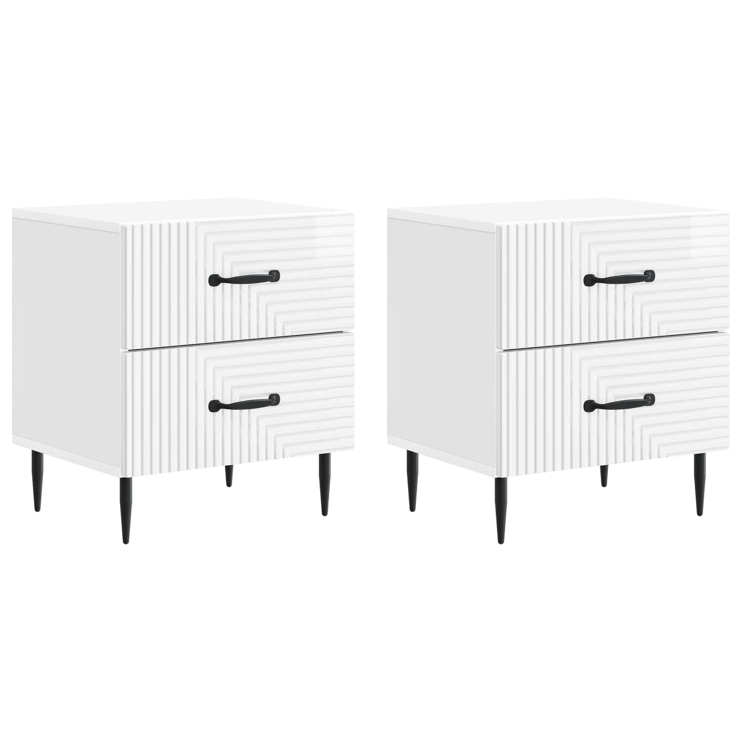 Noční Skříňka 2 Pcs Bílá S Vysokým Leskem 43 X 34,5 X 47,5 Cm