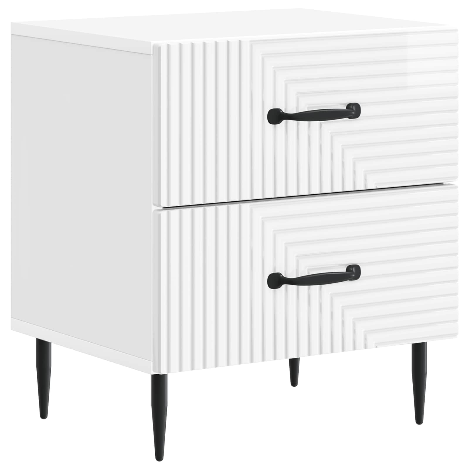 Noční Skříňka 2 Pcs Bílá S Vysokým Leskem 43 X 34,5 X 47,5 Cm