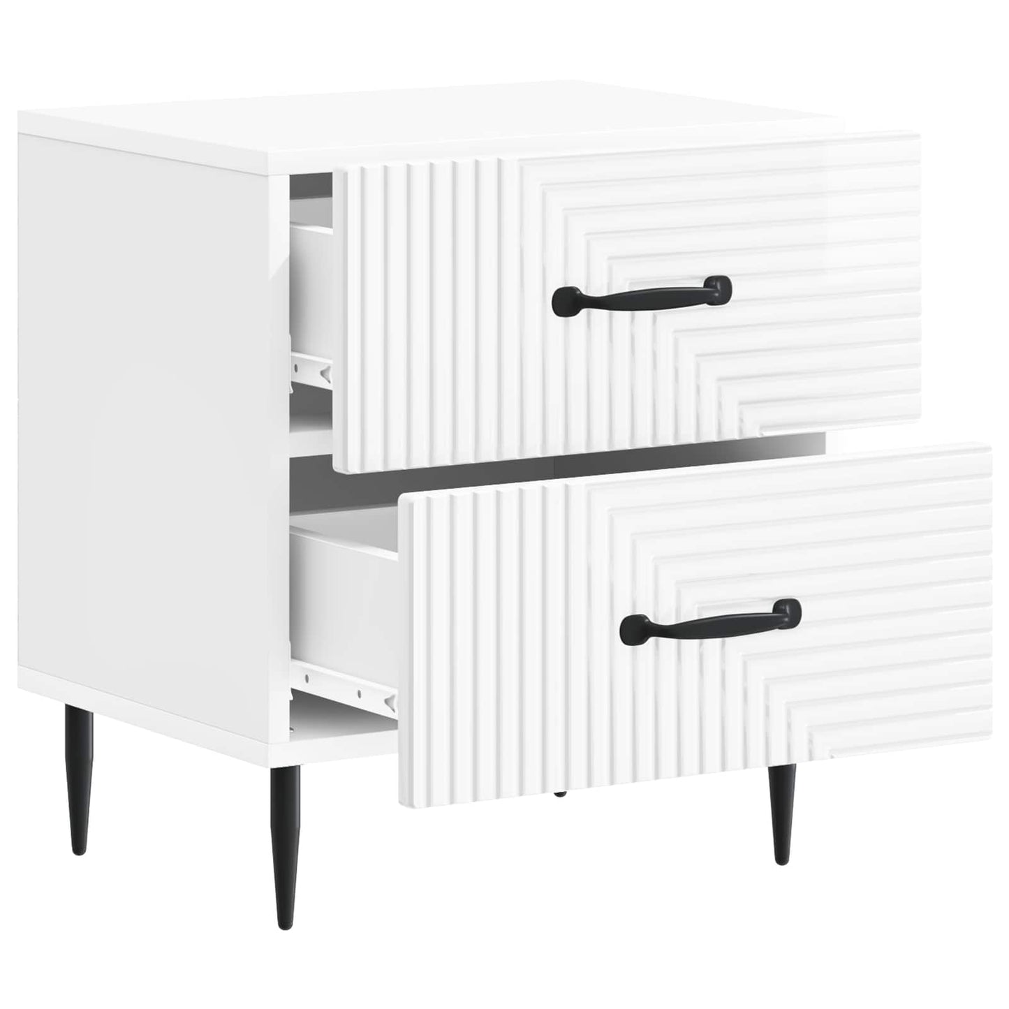 Noční Skříňka 2 Pcs Bílá S Vysokým Leskem 43 X 34,5 X 47,5 Cm