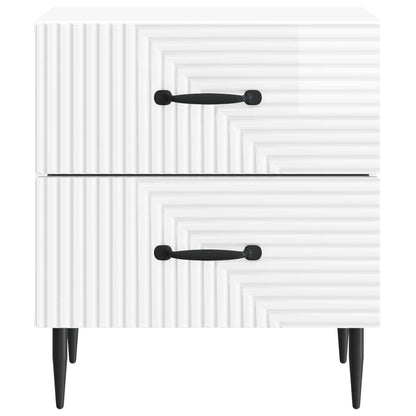 Noční Skříňka 2 Pcs Bílá S Vysokým Leskem 43 X 34,5 X 47,5 Cm