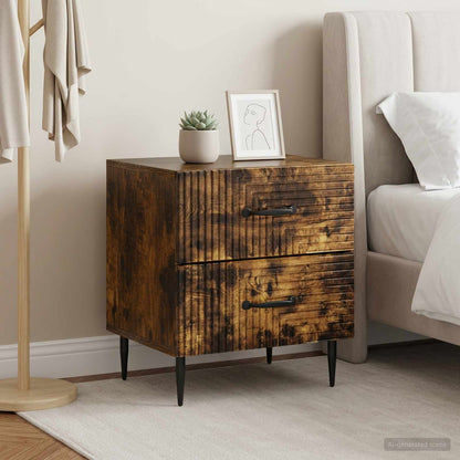 Noční Skříňka Se Zásuvkou 2 Pcs Kouřový Dub 43 X 34,5 X 47,5 Cm