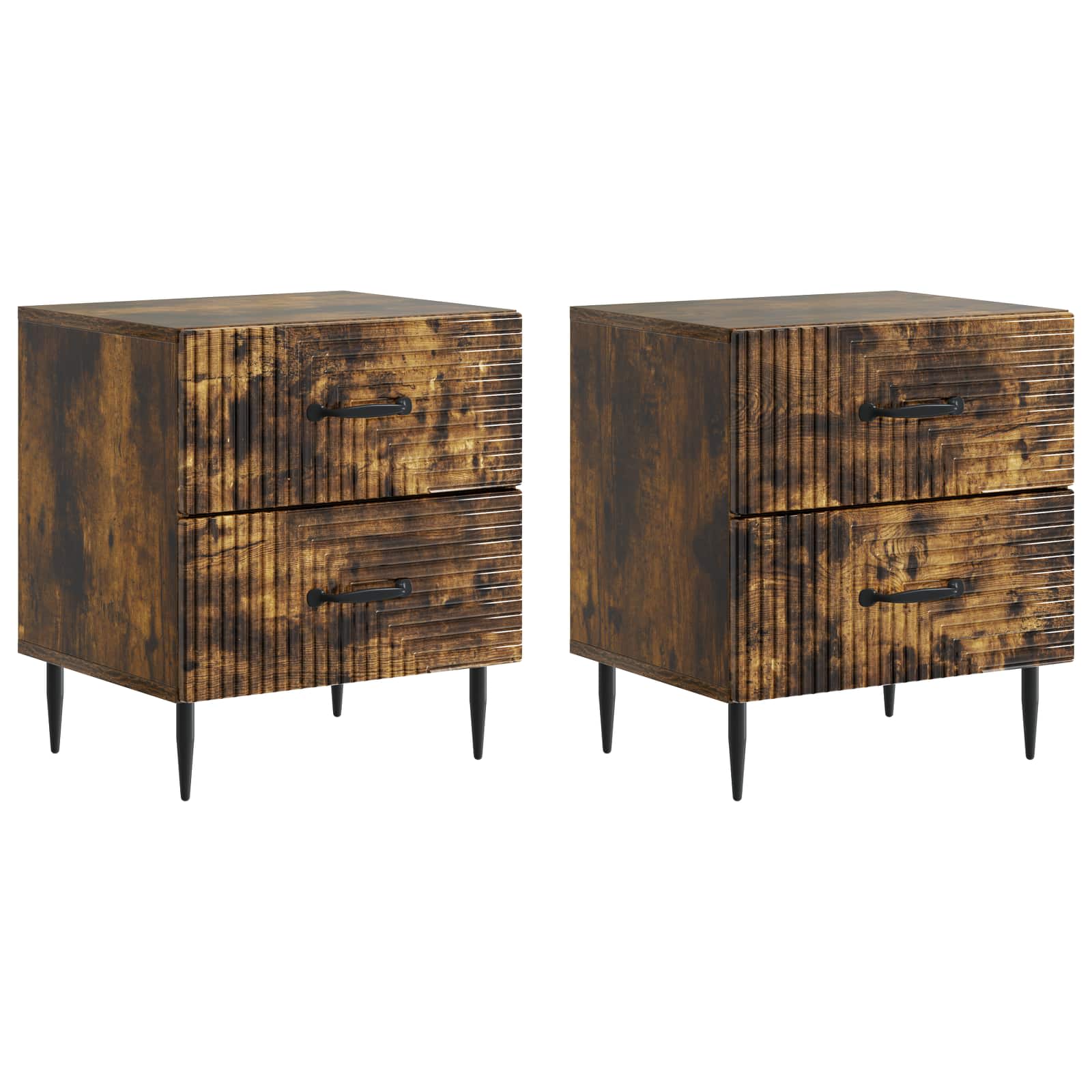 Noční Skříňka Se Zásuvkou 2 Pcs Kouřový Dub 43 X 34,5 X 47,5 Cm