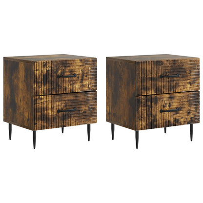 Noční Skříňka Se Zásuvkou 2 Pcs Kouřový Dub 43 X 34,5 X 47,5 Cm