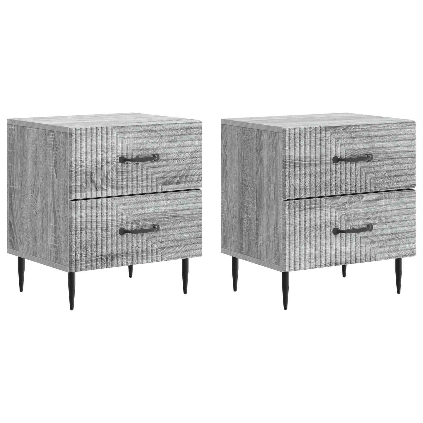 Noční Skříňka Se Zásuvkou 2 Pcs Šedá Sonoma 43 X 34,5 X 47,5 Cm