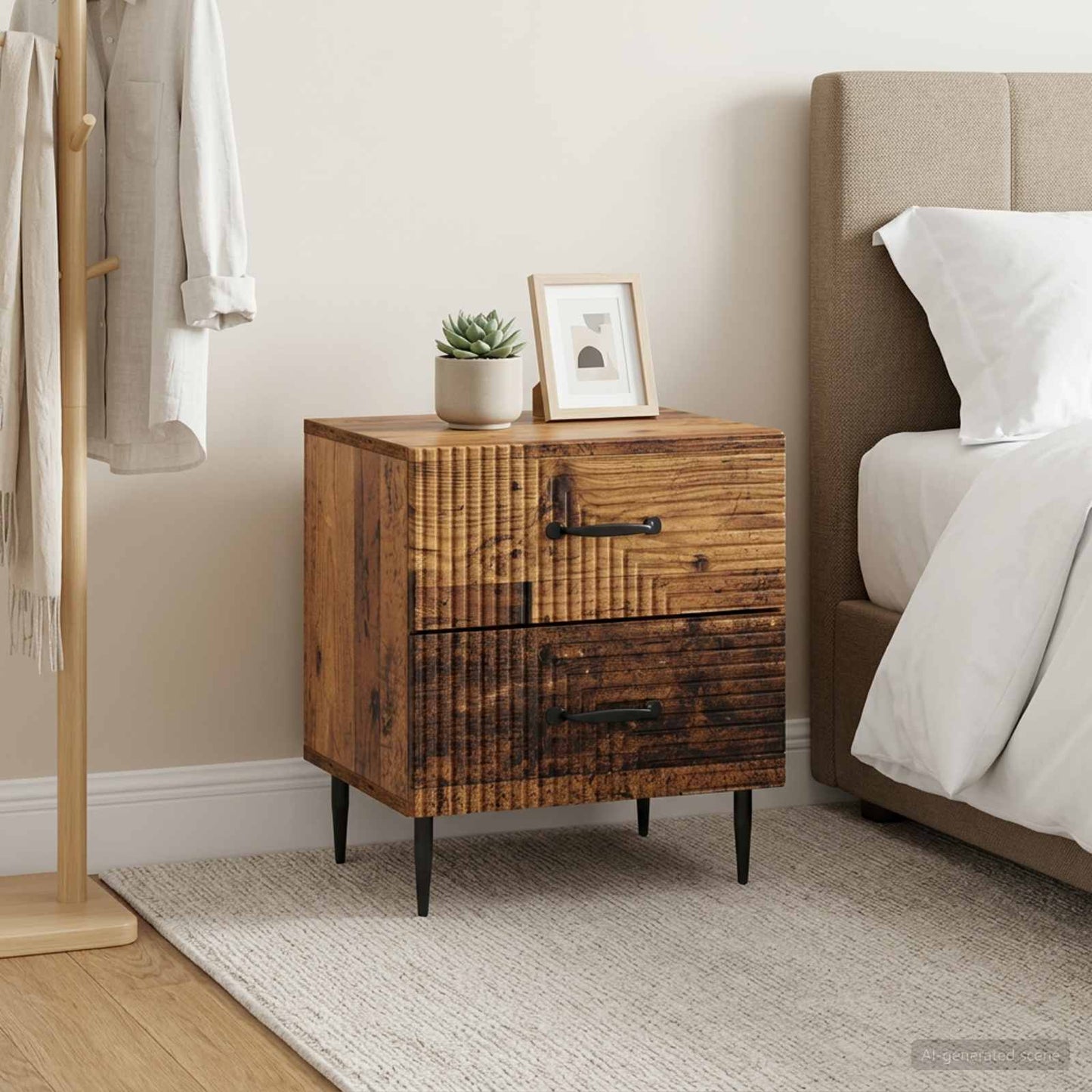 Noční Skříňka Se Zásuvkou 2 Pcs Staré Dřevo 43 X 34,5 X 47,5 Cm