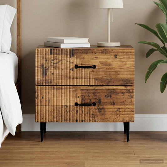 Noční Skříňka Staré Dřevo 62 X 34,5 X 47,5 Cm Kompozitní Dřevo