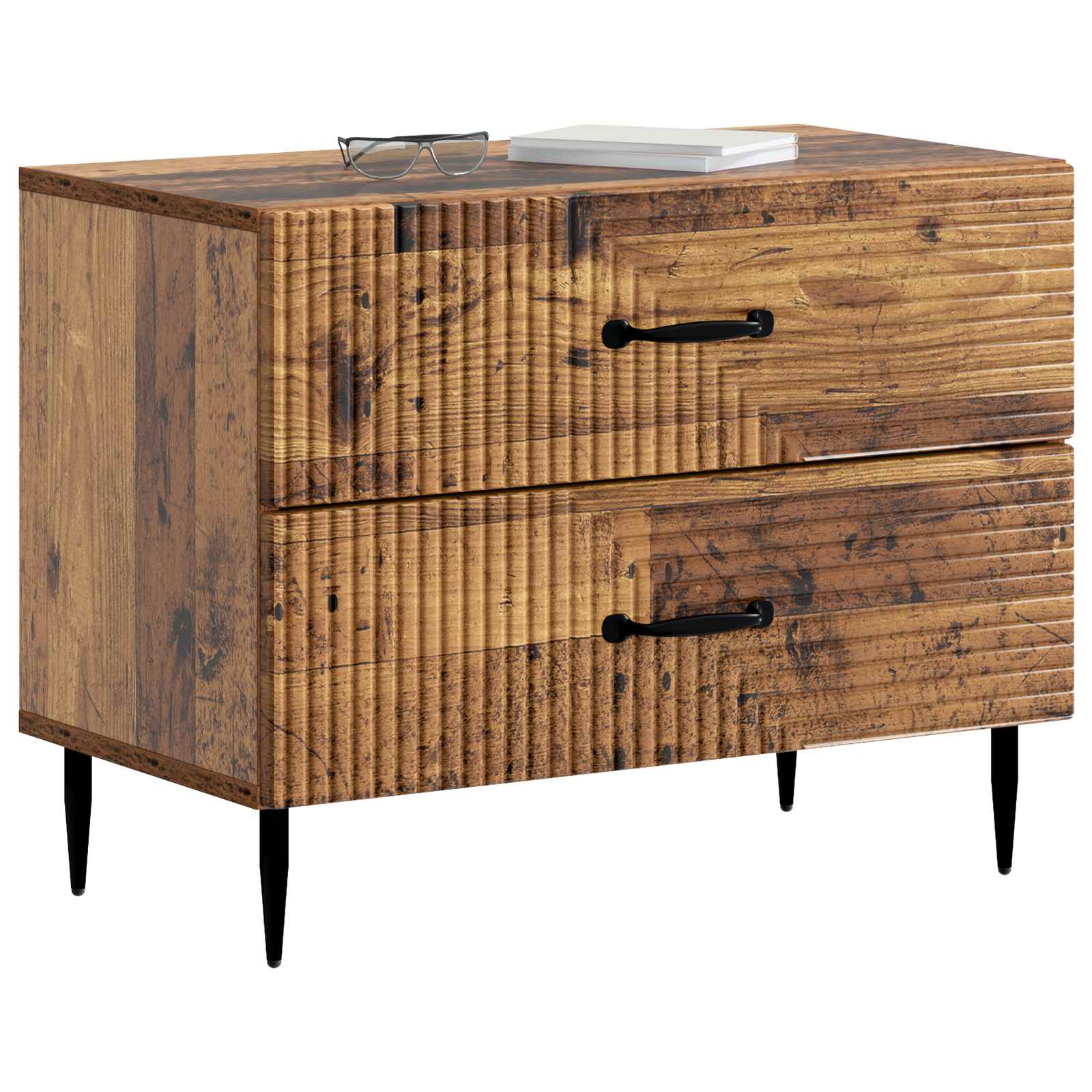 Noční Skříňka Staré Dřevo 62 X 34,5 X 47,5 Cm Kompozitní Dřevo