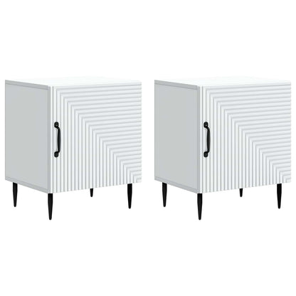 Noční Skříňka 2 Pcs Bílá 43 X 34,5 X 50 Cm Kompozitní Dřevo