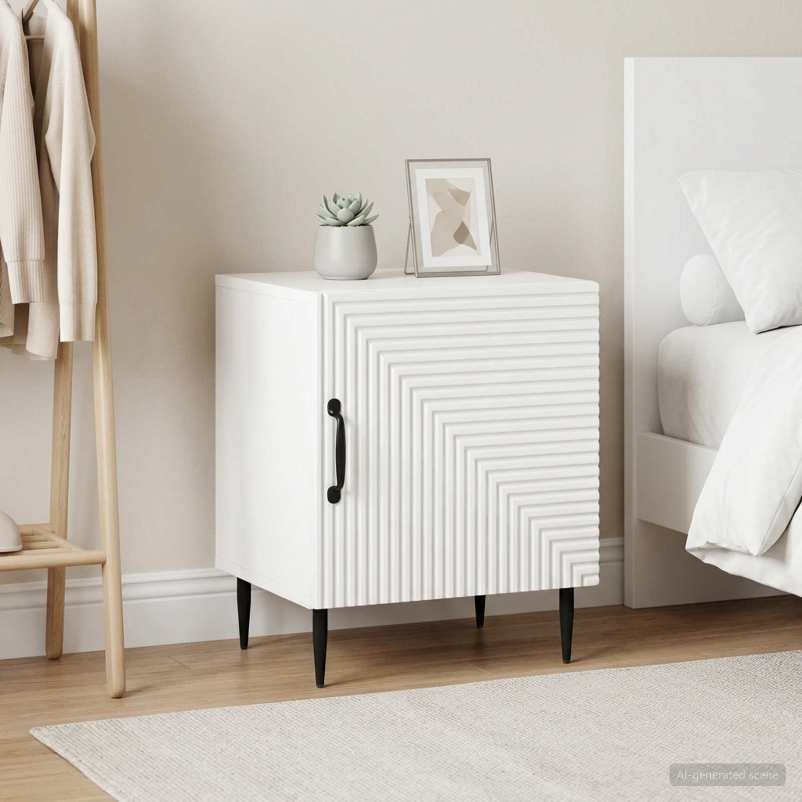 Noční Skříňka 2 Pcs Bílá S Vysokým Leskem 43 X 34,5 X 50 Cm
