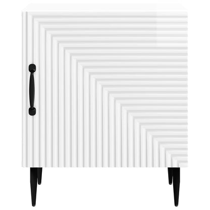 Noční Skříňka 2 Pcs Bílá S Vysokým Leskem 43 X 34,5 X 50 Cm