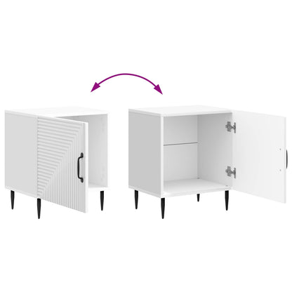 Noční Skříňka 2 Pcs Bílá S Vysokým Leskem 43 X 34,5 X 50 Cm
