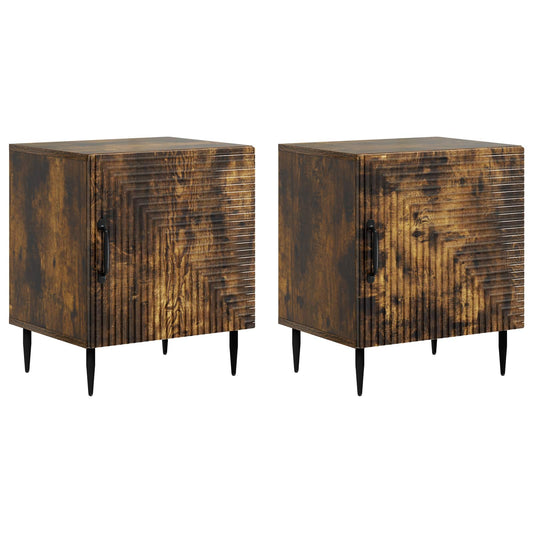 Noční Skříňka 2 Pcs Kouřový Dub 43 X 34,5 X 50 Cm