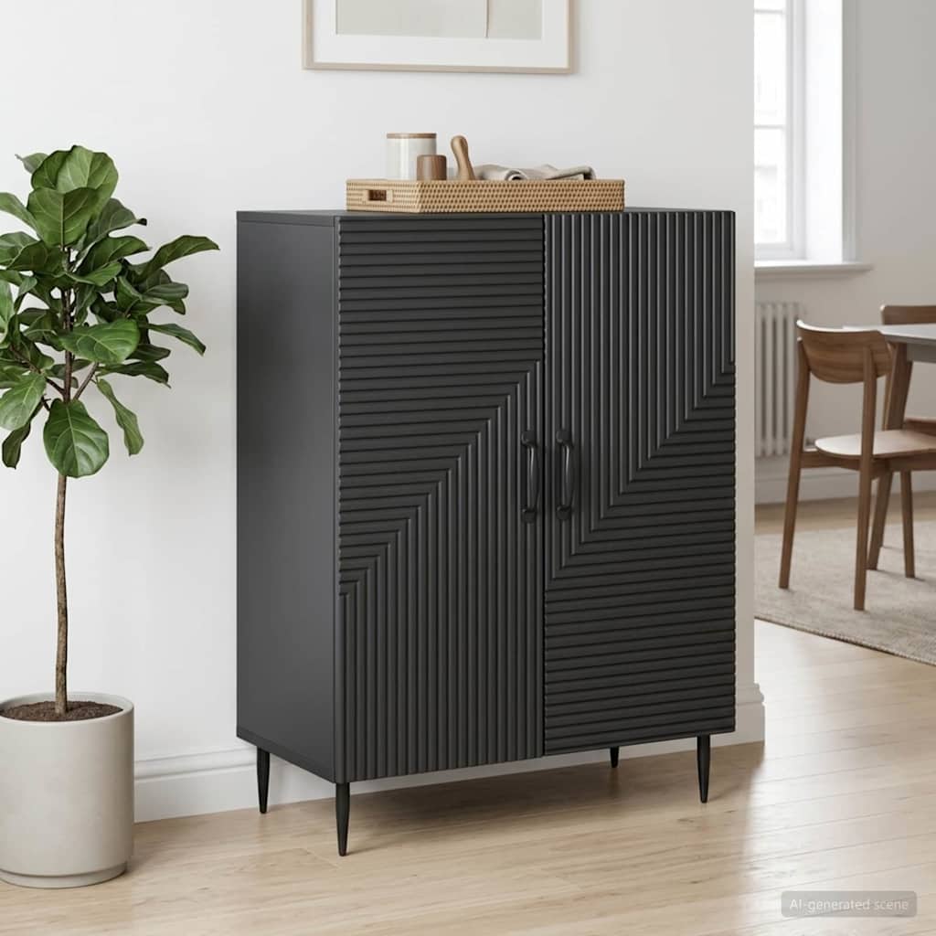 Servírovací Skříň Černá 66 X 34,5 X 89,5 Cm Kompozitní Dřevo