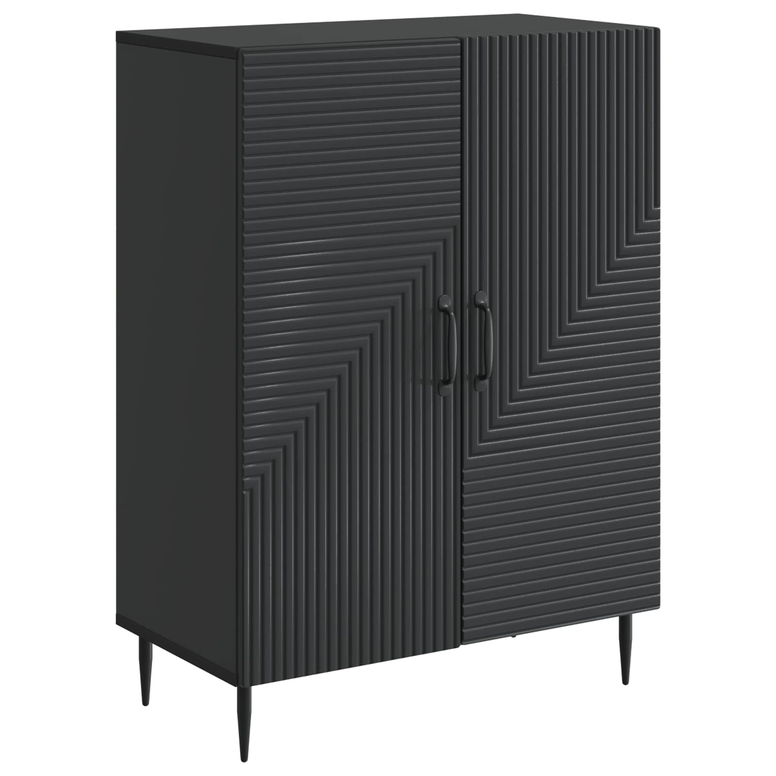 Servírovací Skříň Černá 66 X 34,5 X 89,5 Cm Kompozitní Dřevo