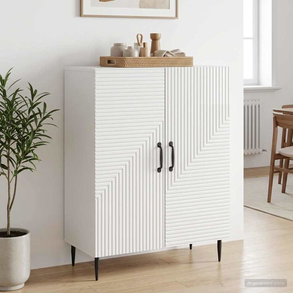 Servírovací Skříň Bílá S Vysokým Leskem 66 X 34,5 X 89,5 Cm