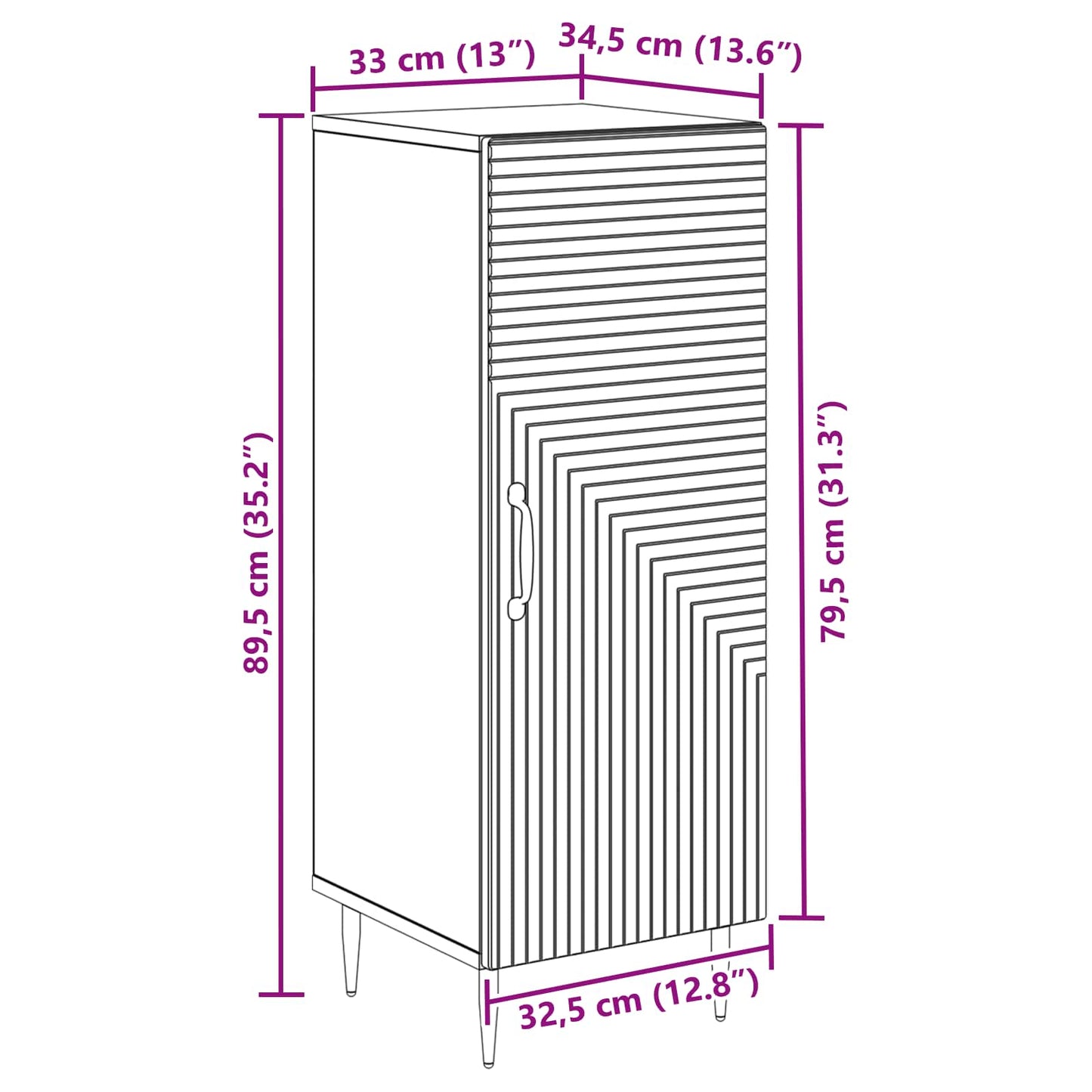 Servírovací Skříň Černá 33 X 34,5 X 89,5 Cm Kompozitní Dřevo