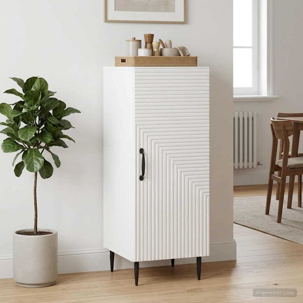 Servírovací Skříň Bílá S Vysokým Leskem 33 X 34,5 X 89,5 Cm