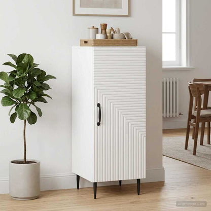 Servírovací Skříň Bílá S Vysokým Leskem 33 X 34,5 X 89,5 Cm