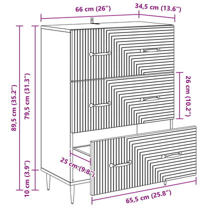 Skříň Se Zásuvkami Bílá 66 X 34,5 X 89,5 Cm Kompozitní Dřevo