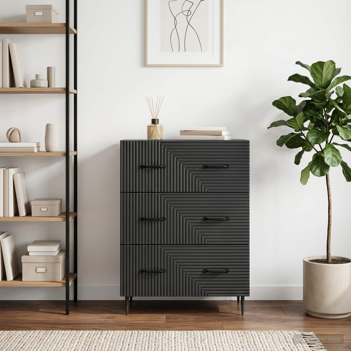Skříň Se Zásuvkami Černá 66 X 34,5 X 89,5 Cm Kompozitní Dřevo