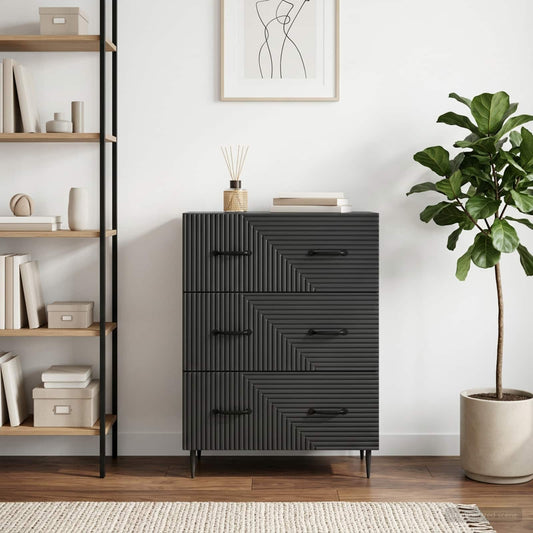 Skříň Se Zásuvkami Černá 66 X 34,5 X 89,5 Cm Kompozitní Dřevo