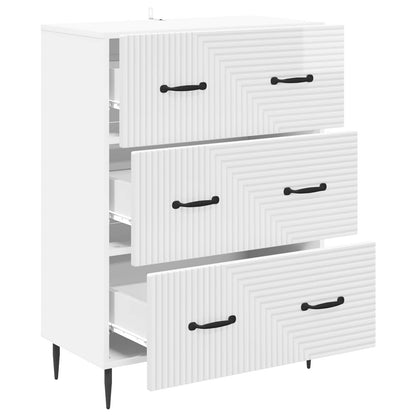 Skříň Se Zásuvkami Bílá S Vysokým Leskem 66 X 34,5 X 89,5 Cm