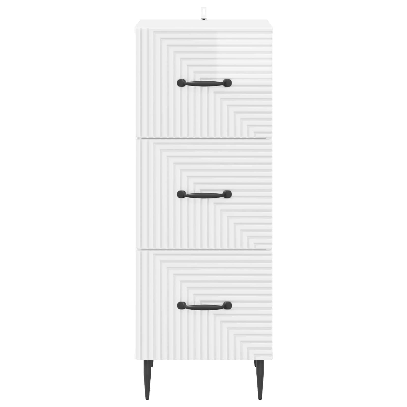 Skříň Se Zásuvkami Bílá S Vysokým Leskem 33 X 34,5 X 89,5 Cm